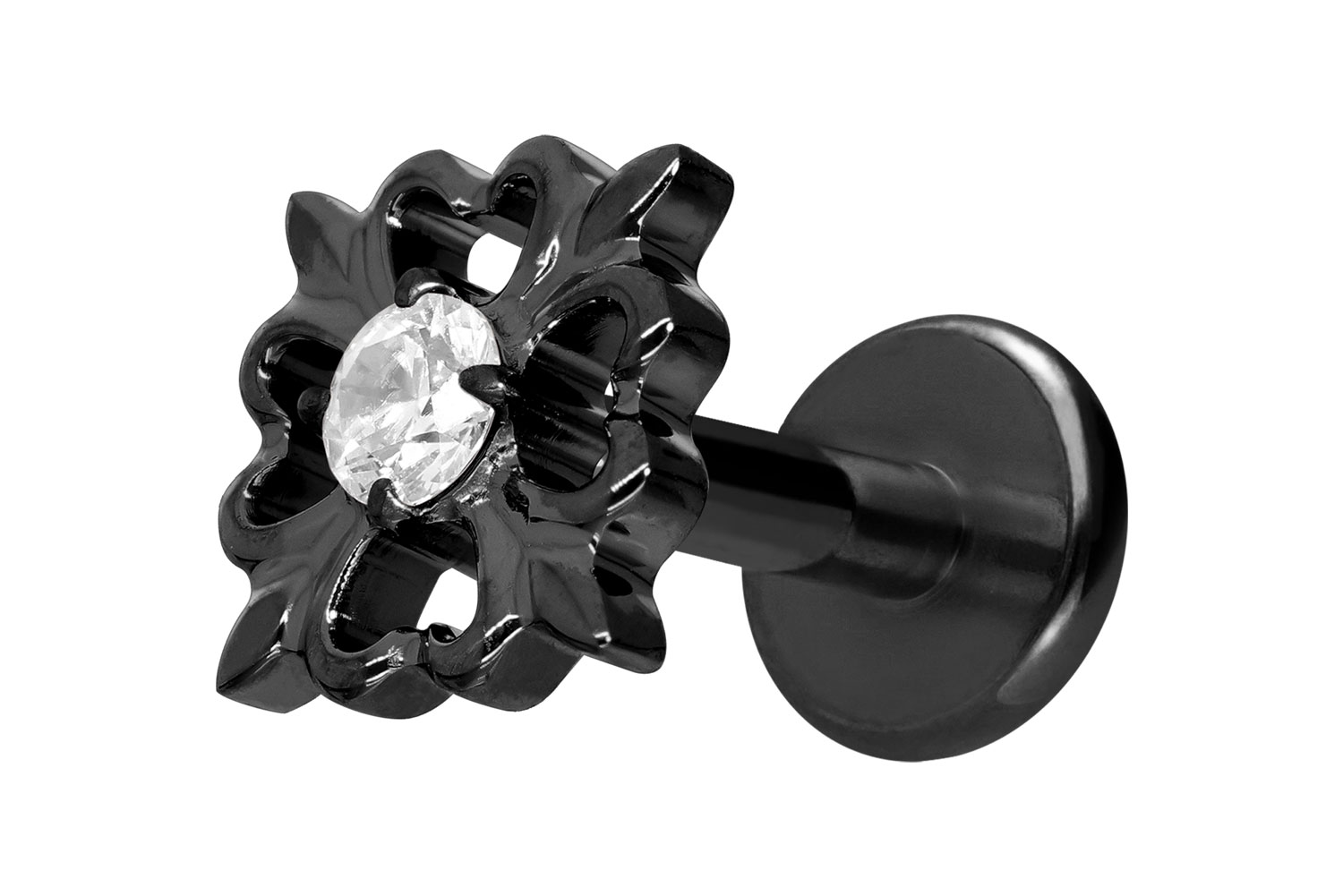 Titan Labret Piercing mit Innengewinde KLEEBLATT